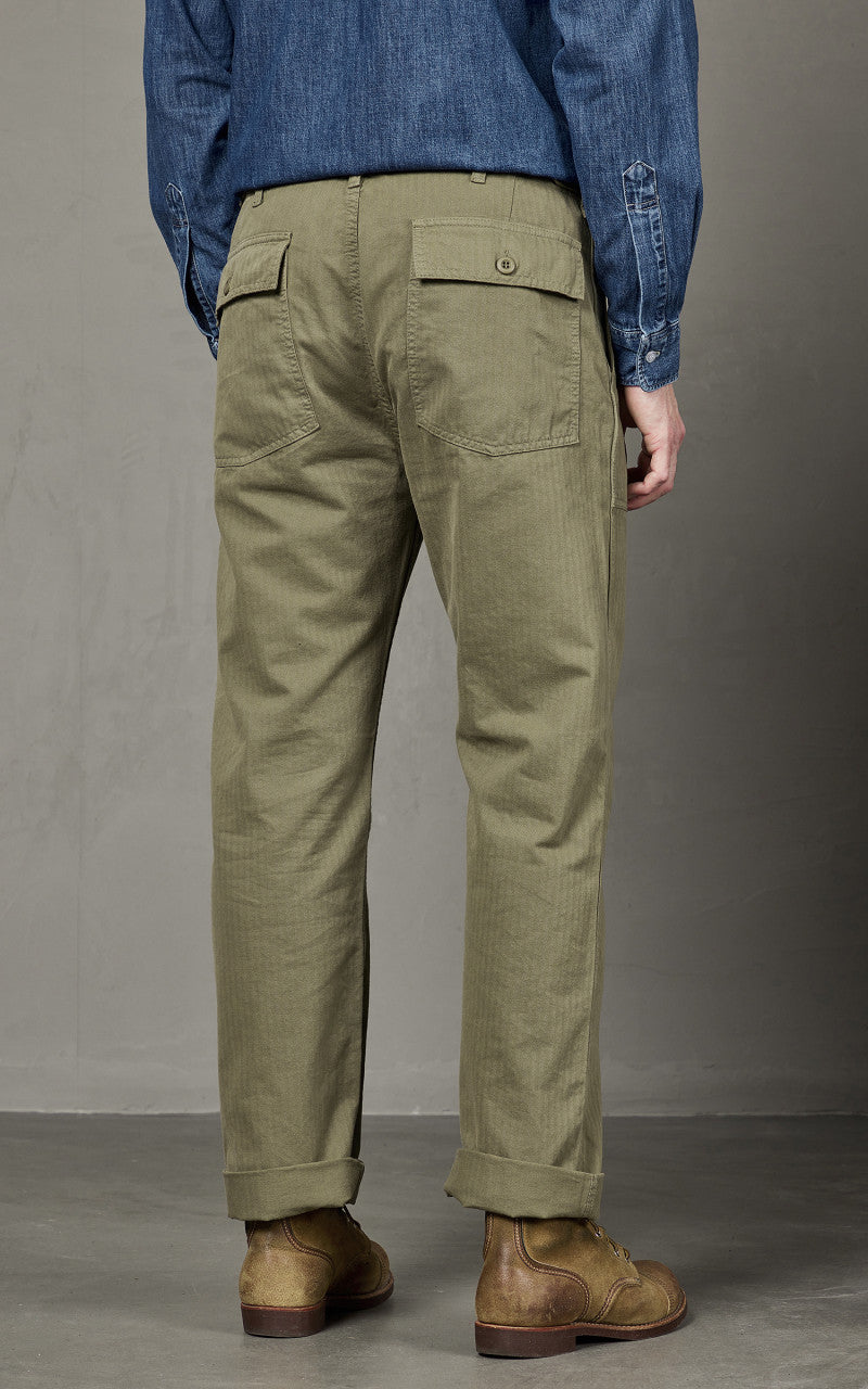 Tellason Fatigue Pant Straight Herringbone Twill Olive