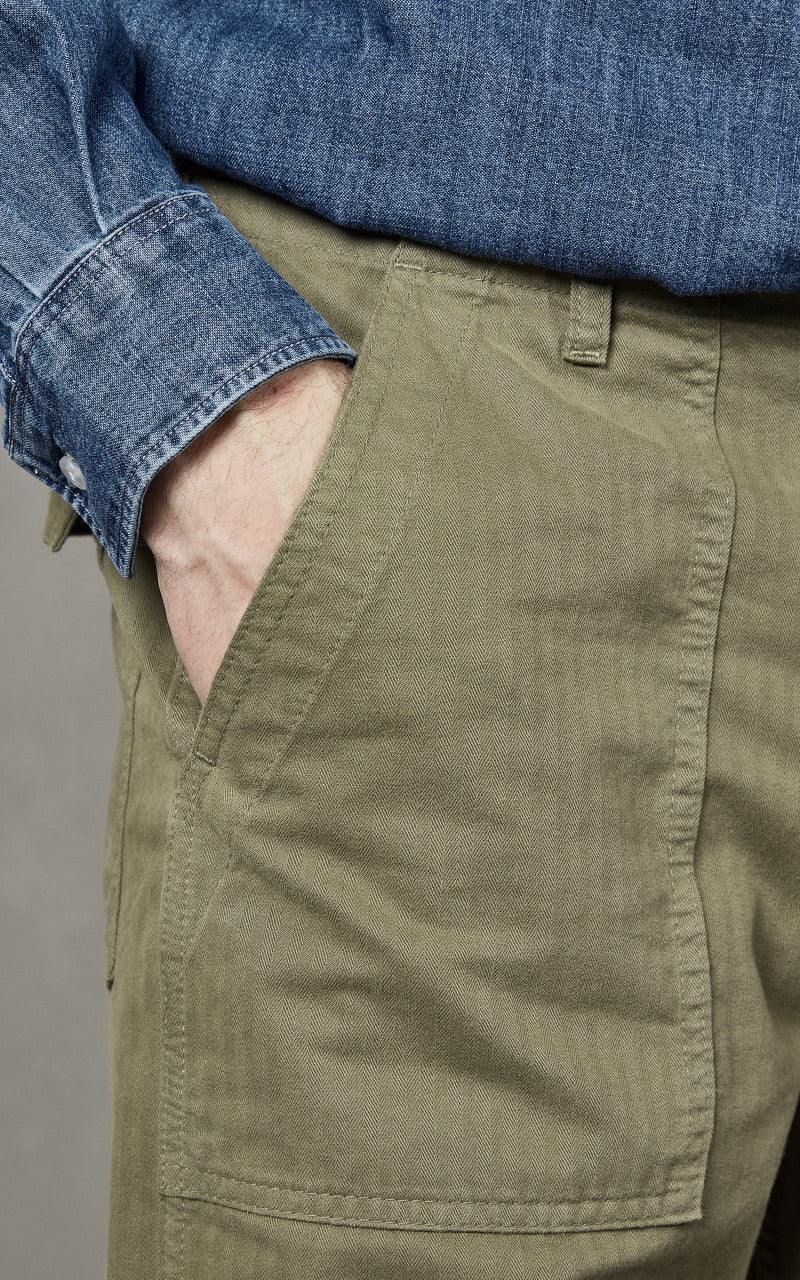 Tellason Fatigue Pant Straight Herringbone Twill Olive