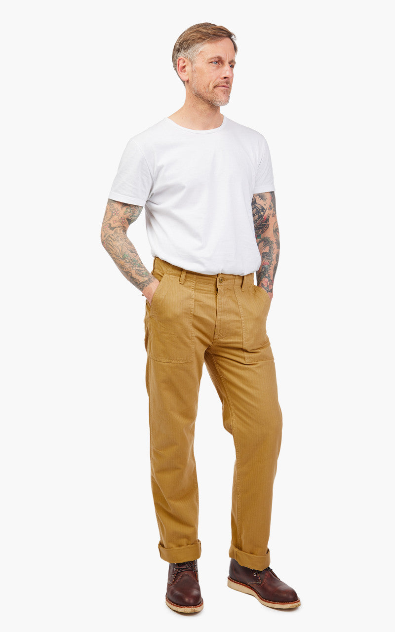 Tellason Fatigue Pant Straight Herringbone Twill Khaki