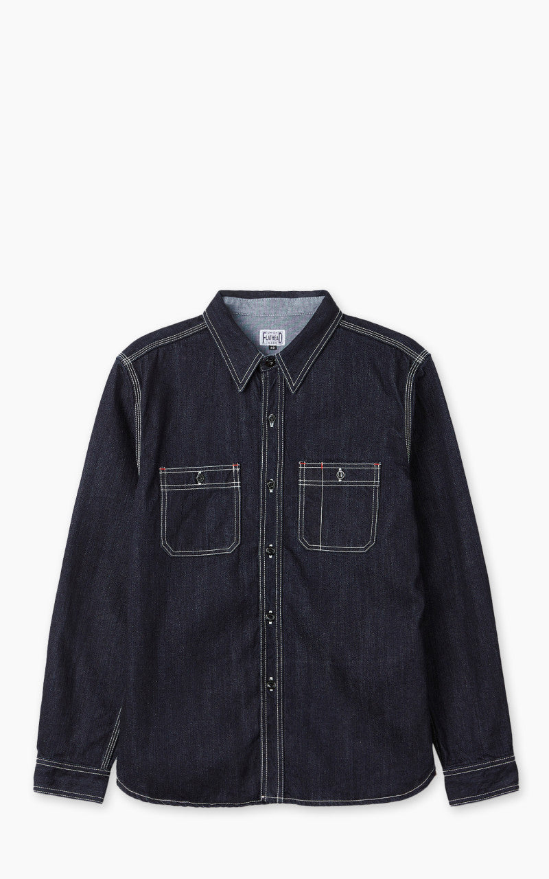 The Flat Head FN-SDK-301L Denim Work Shirt Selvedge Indigo