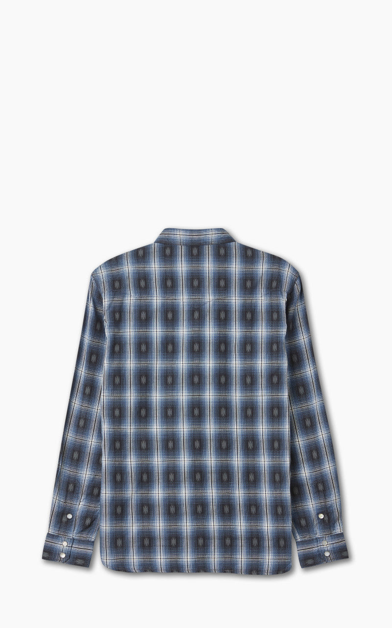 The Flat Head FN-SNW-004L Native Check Western Shirt Sax Blue