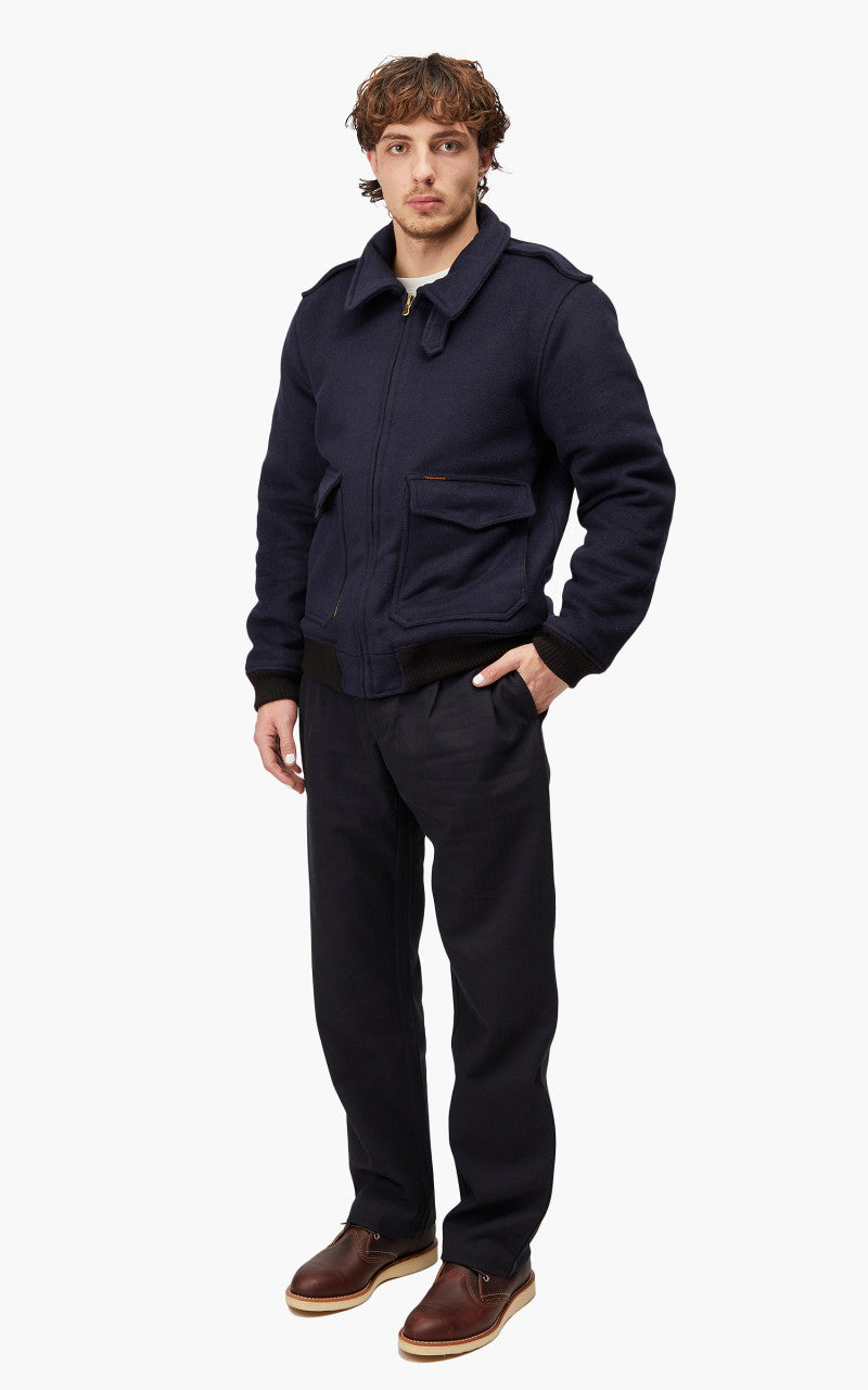 The Quartermaster A2 Flight Jacket Wool Navy