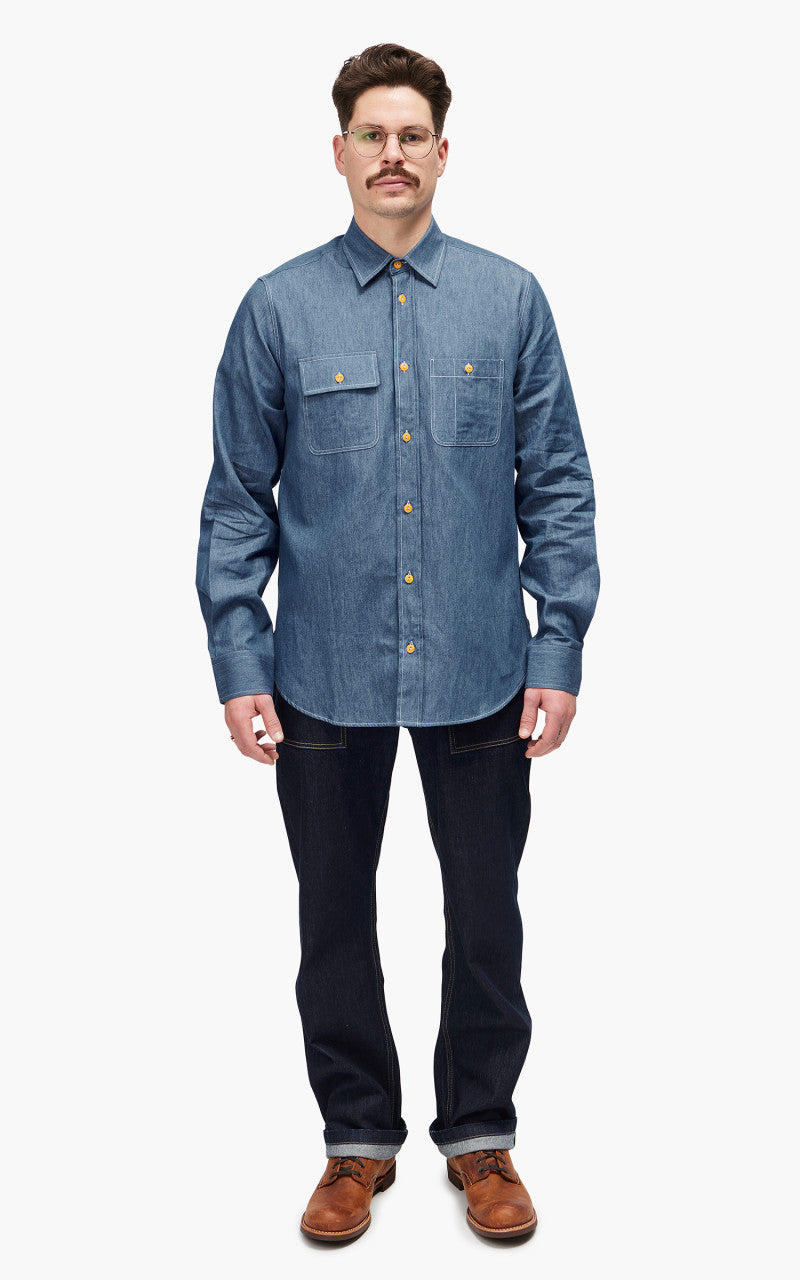 The Quartermaster Work Shirt Denim Wash Light Blue