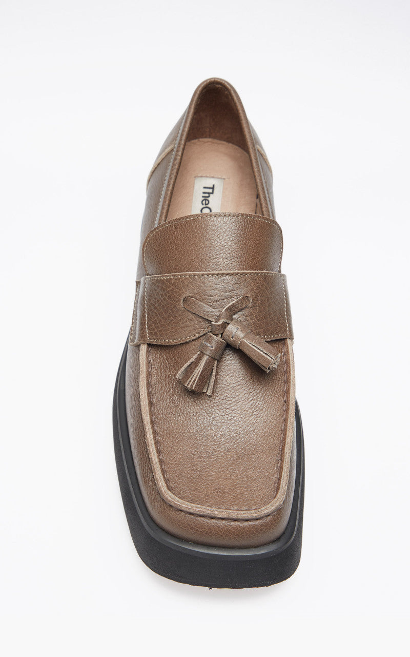 TheOpen Product Tassle Platform Loafer Brown