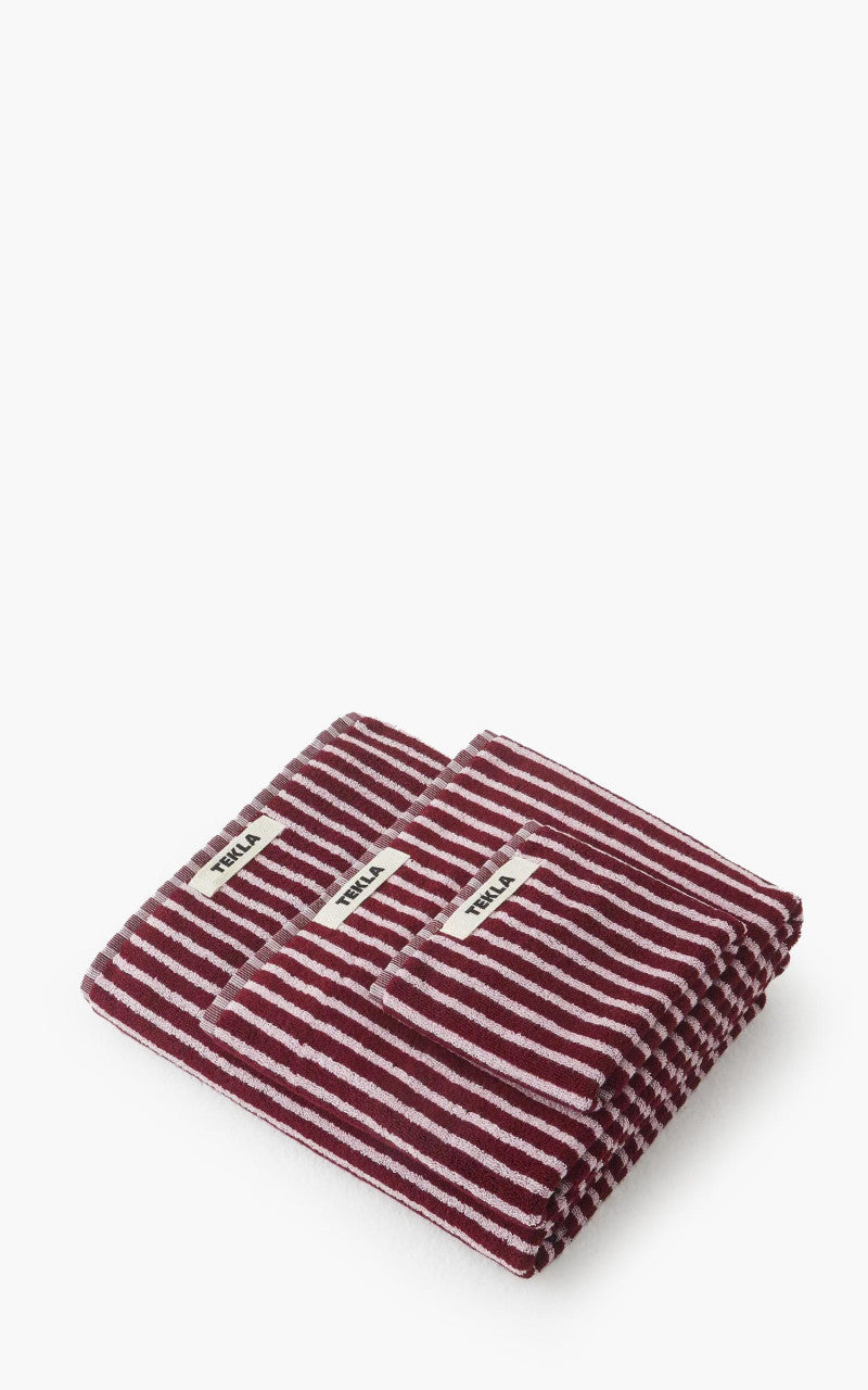 TEKLA Terry Towel Stripes Red/Rose Stripes