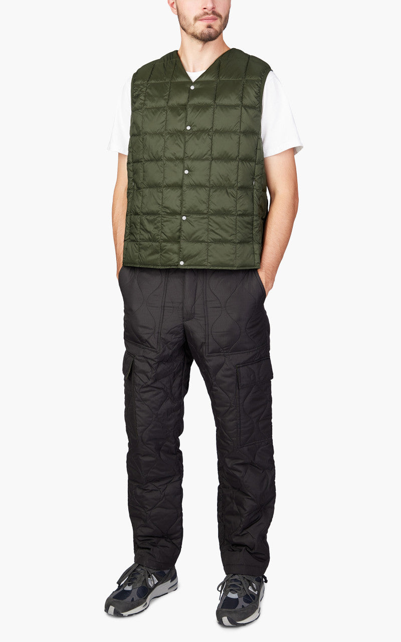 Taion V-Neck Button Down Vest Dark Olive