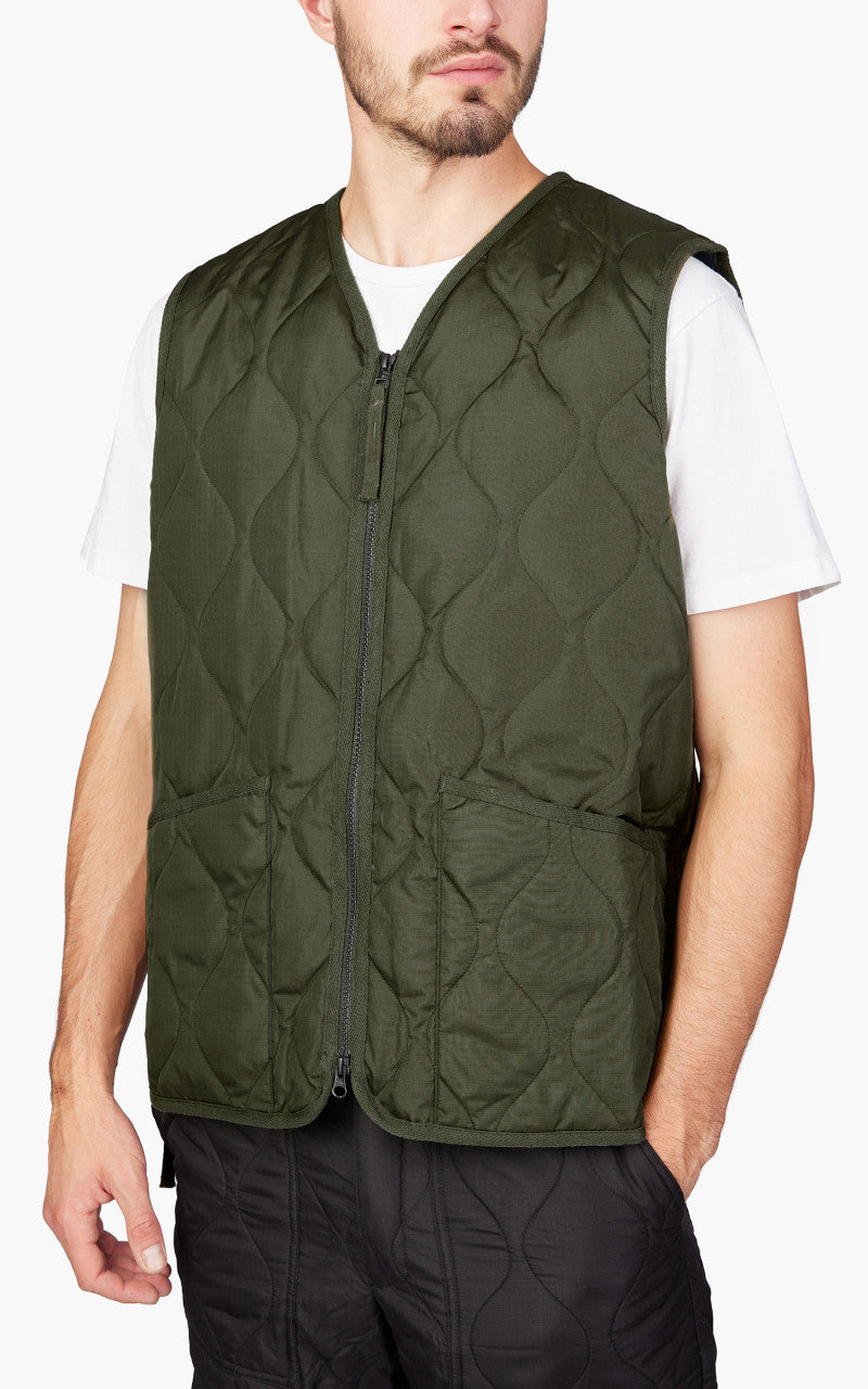 Taion Military Zip V-Neck Down Vest Dark Olive