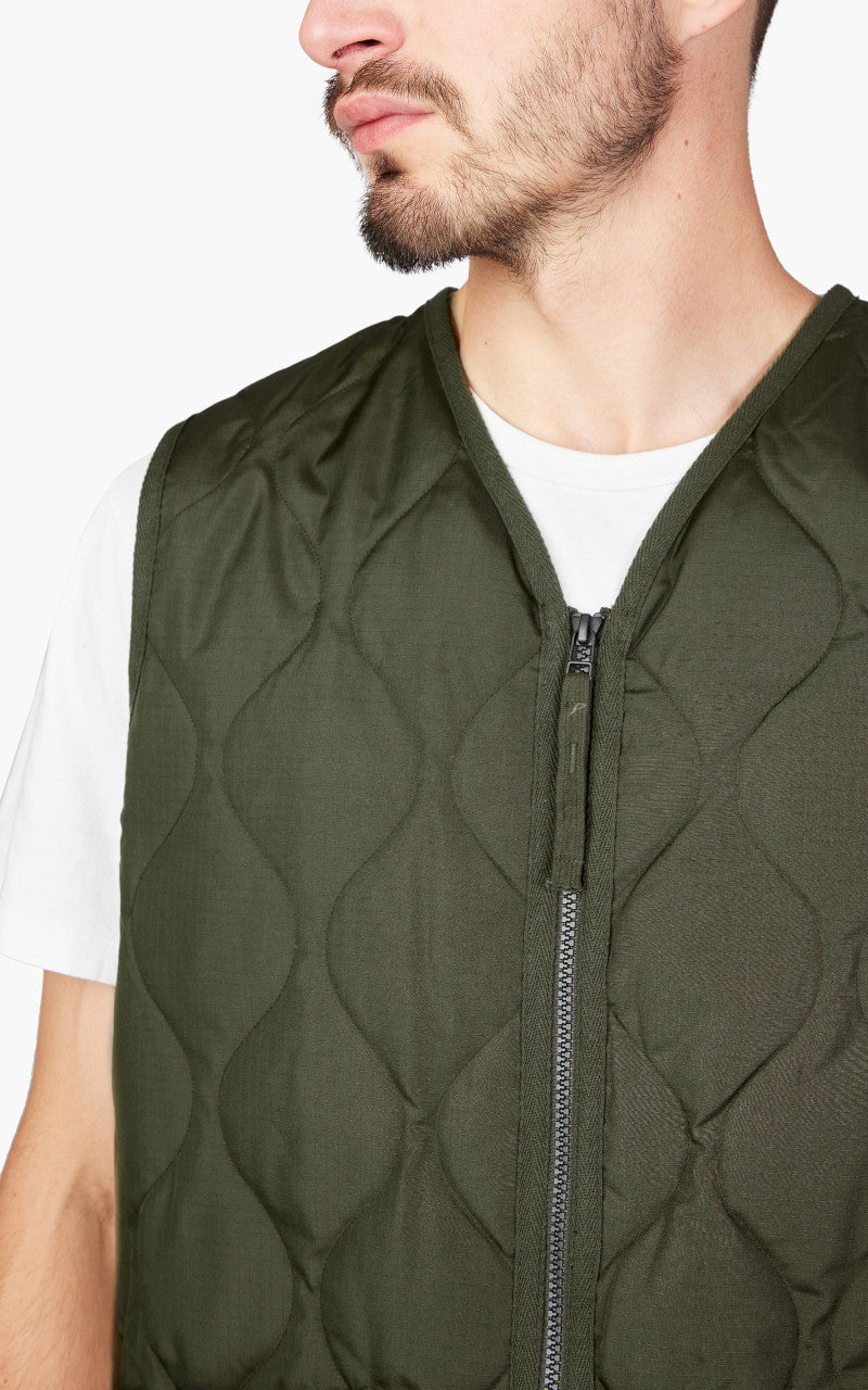 Taion Military Zip V-Neck Down Vest Dark Olive