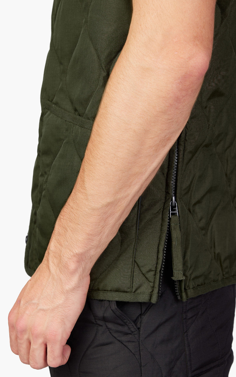 Taion Military Zip V-Neck Down Vest Dark Olive