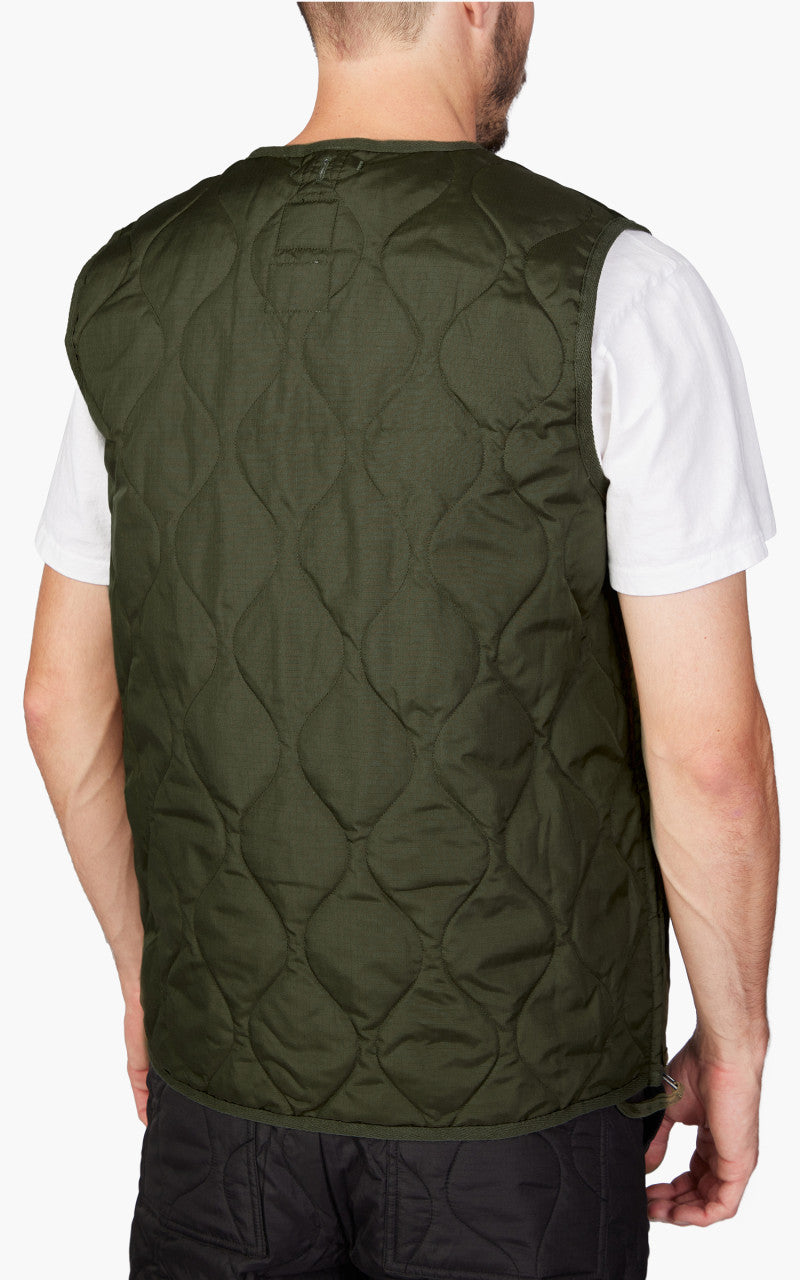 Taion Military Zip V-Neck Down Vest Dark Olive