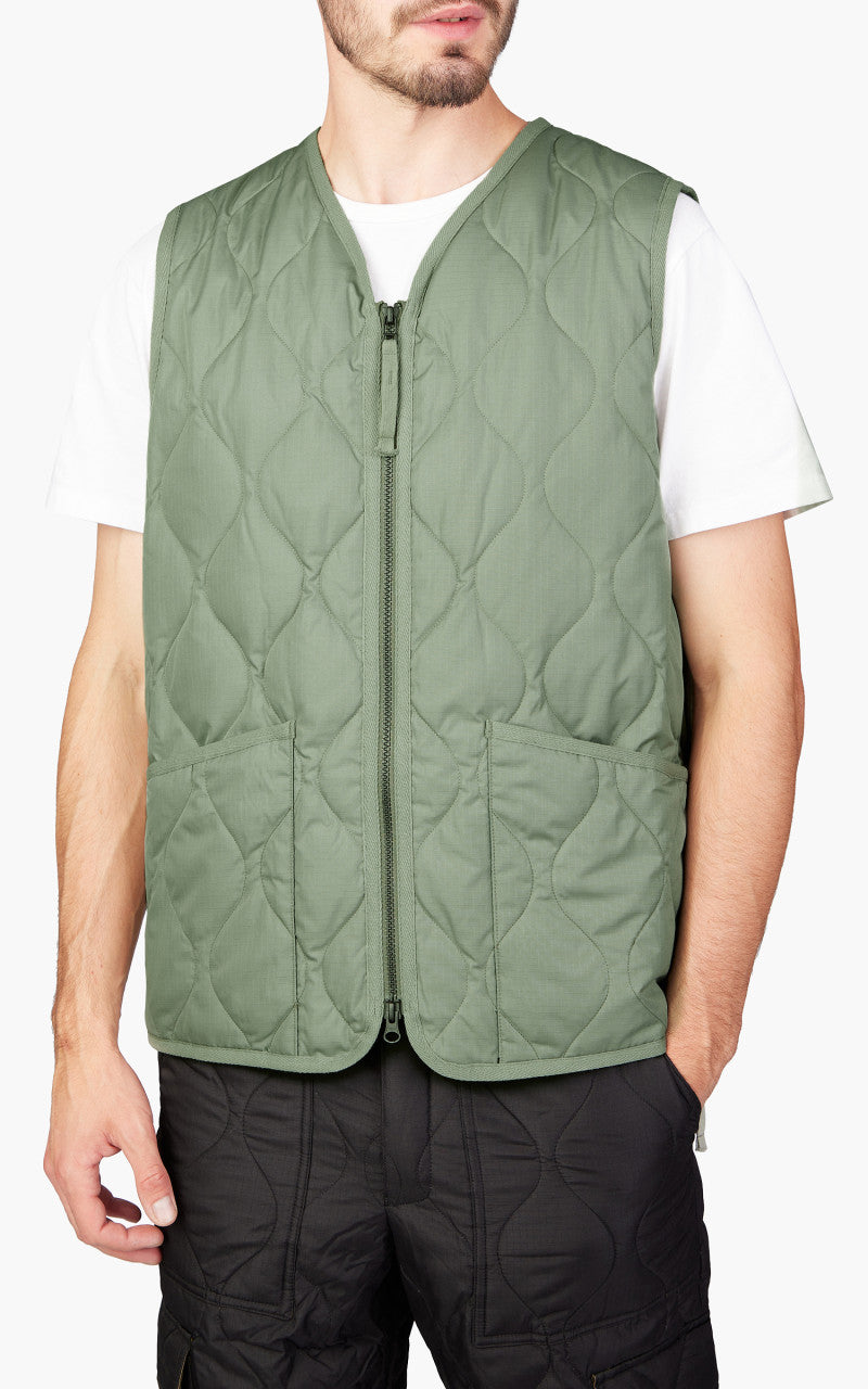 Taion Military Zip V-Neck Down Vest Dark Sage Green