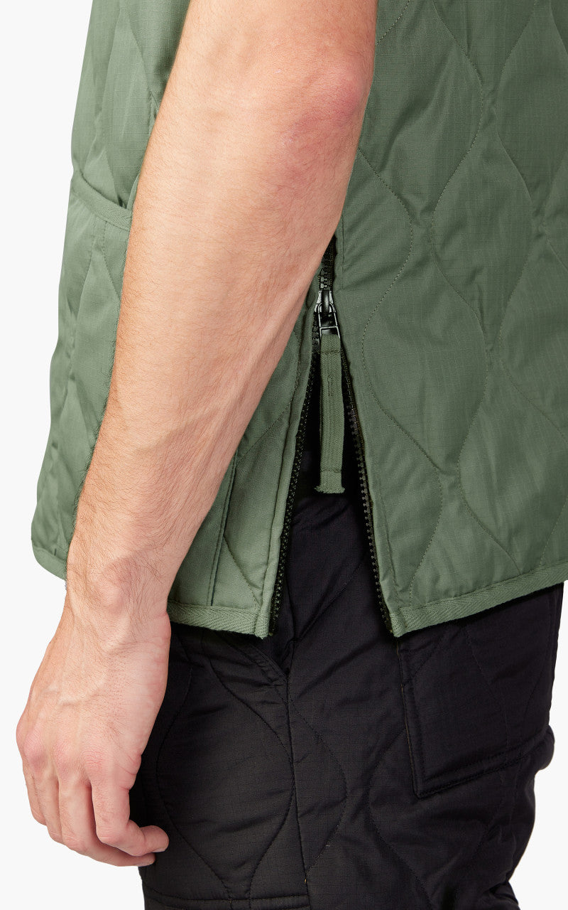 Taion Military Zip V-Neck Down Vest Dark Sage Green