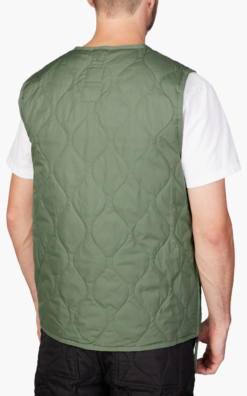 Taion Military Zip V-Neck Down Vest Dark Sage Green