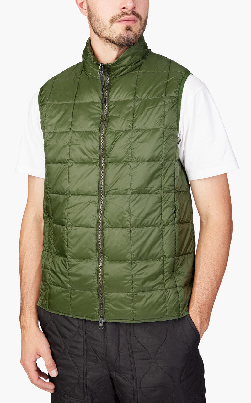Taion HI-Neck Zip Down Vest Olive