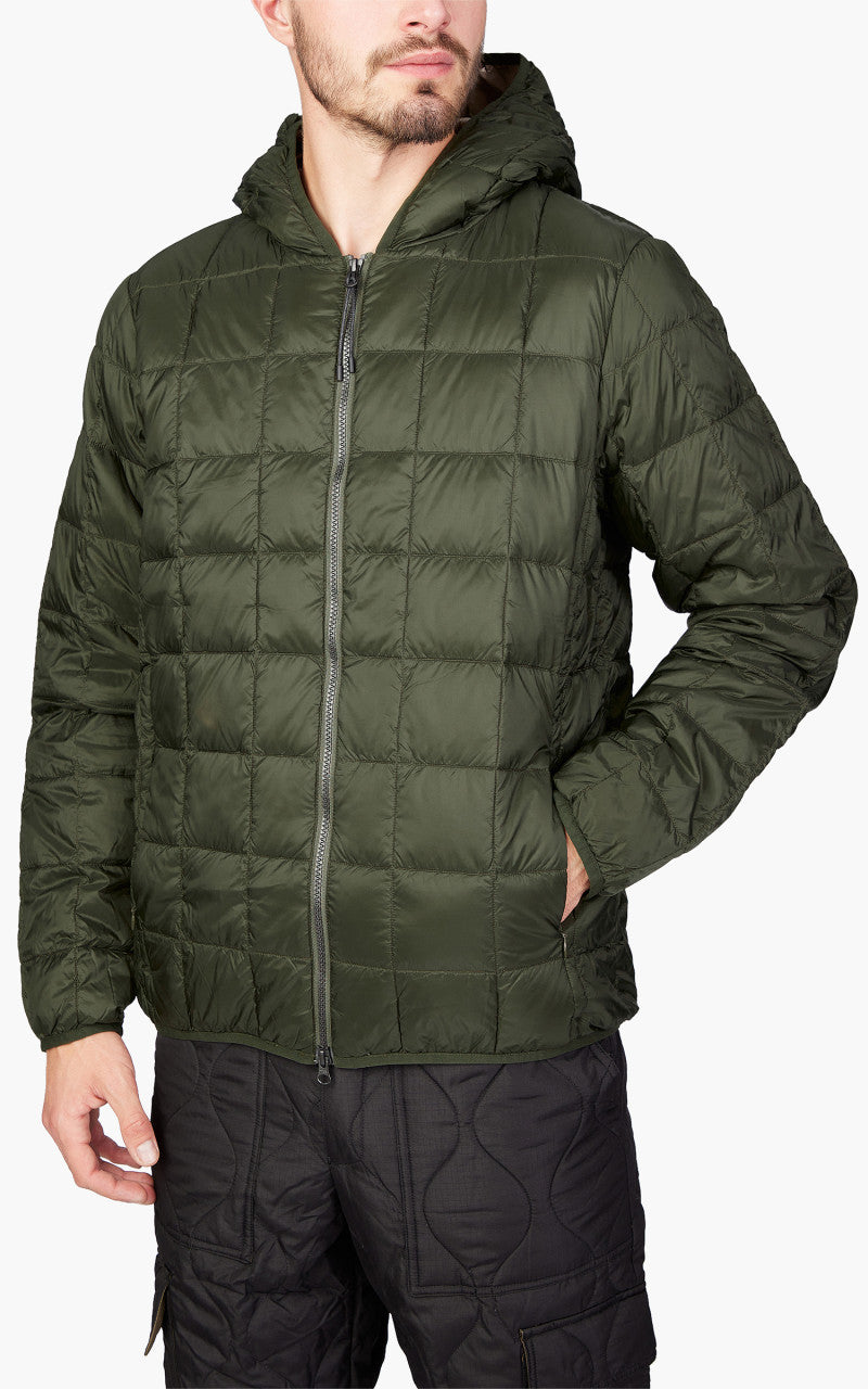 Taion Oversized Zip Down Hoodie Dark Olive