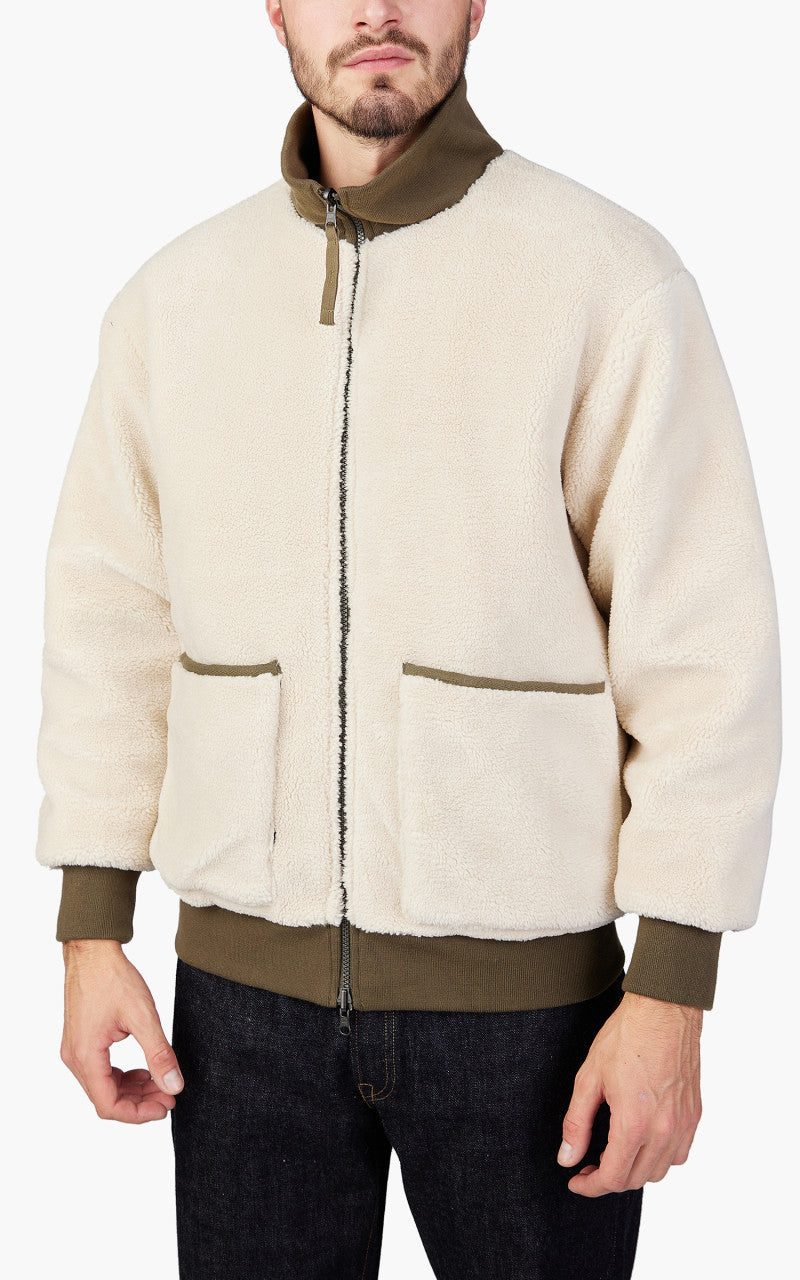 Taion Reversible Military High Neck Down Jacket Dark Olive/Cream