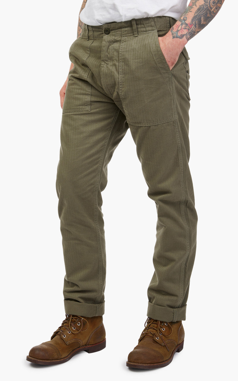 Tellason Fatigue Pant Tapered Herringbone Olive