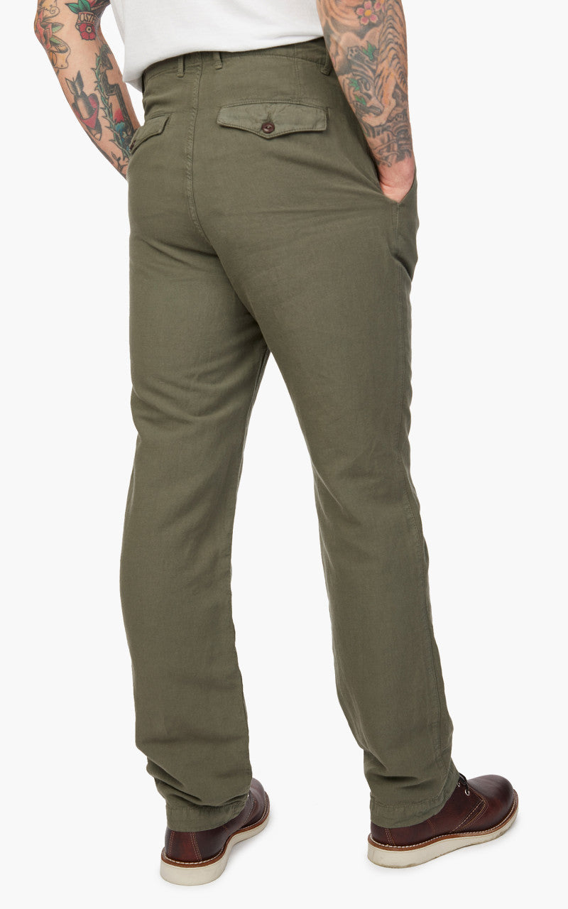 Tellason Army Chino Cotton Linen Slub Moss