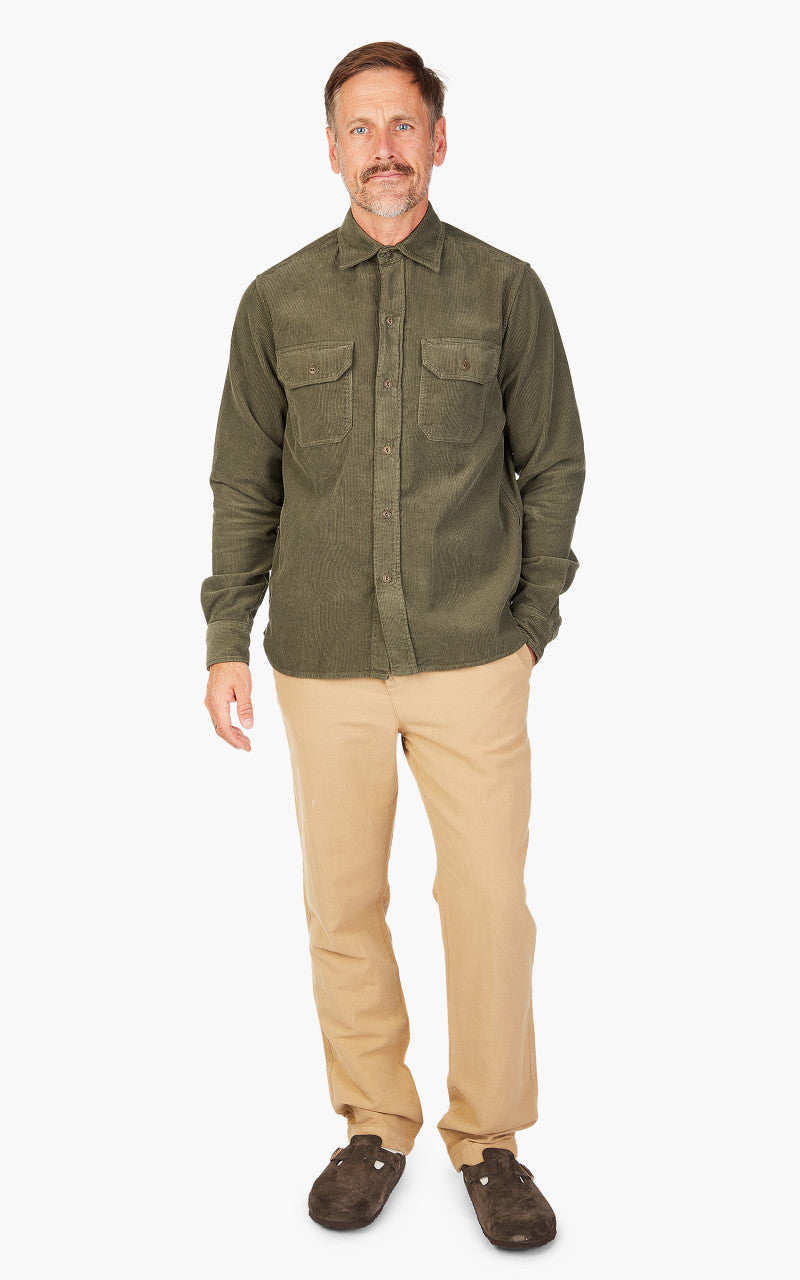 Tellason Clampdown Shirt Corduroy Millerighe Moss