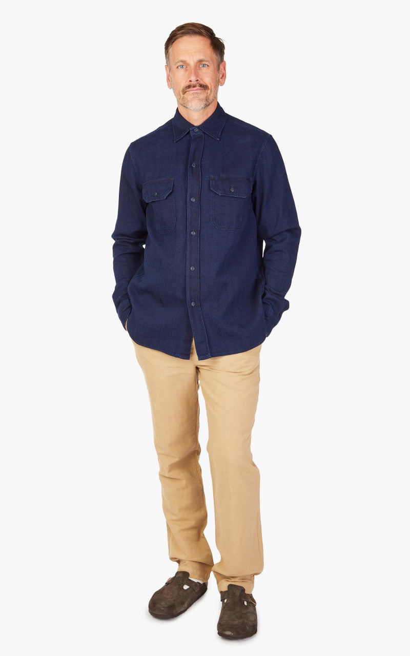 Tellason Clampdown Shirt Fine HBT Real Indigo