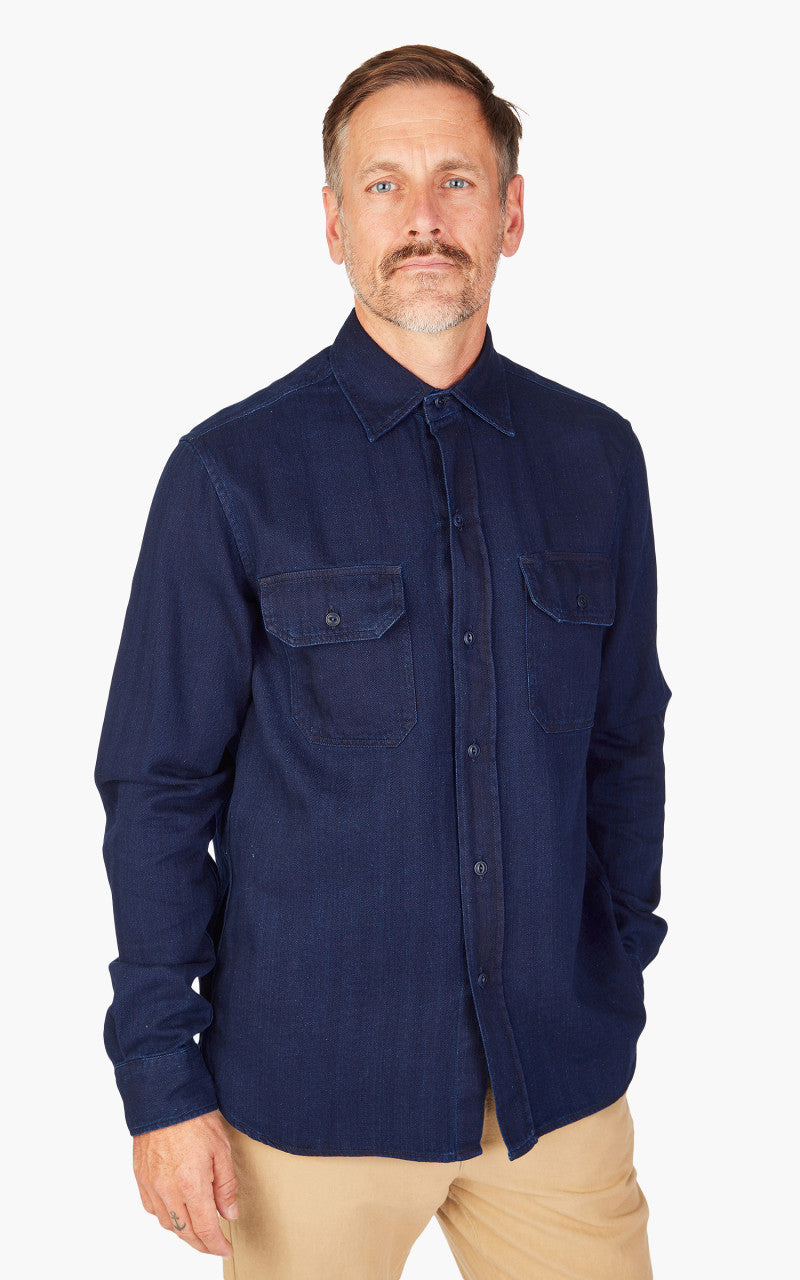 Tellason Clampdown Shirt Fine HBT Real Indigo