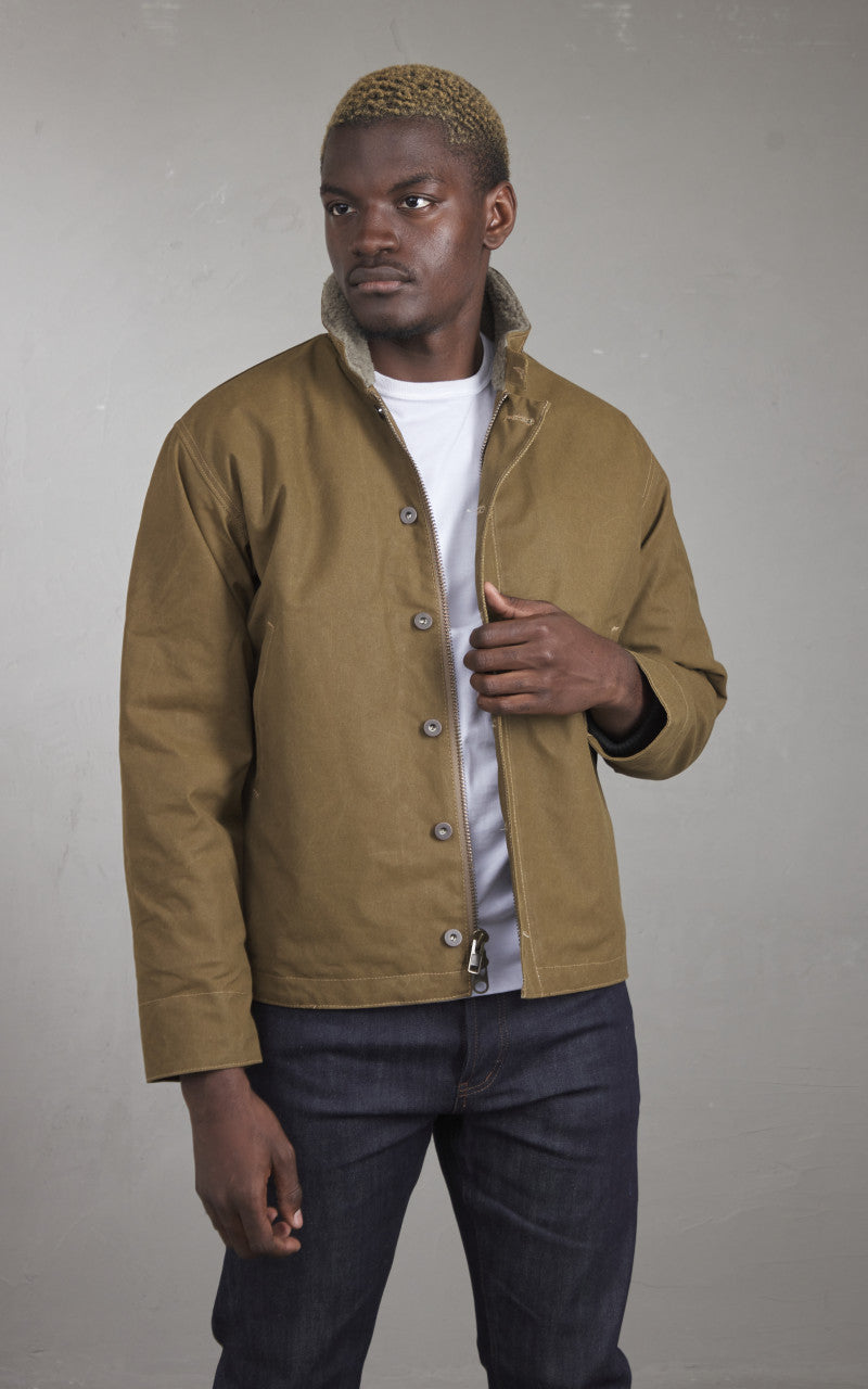 Tellason x Blubaugh N1 Deck Jacket Waxed Olive/Brown