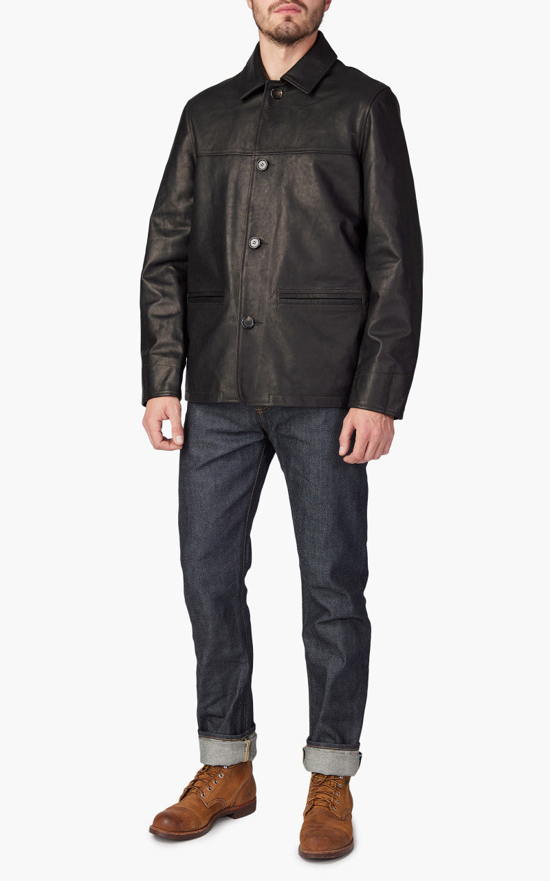 Tellason Car Coat Italian Horsehide Leather Black