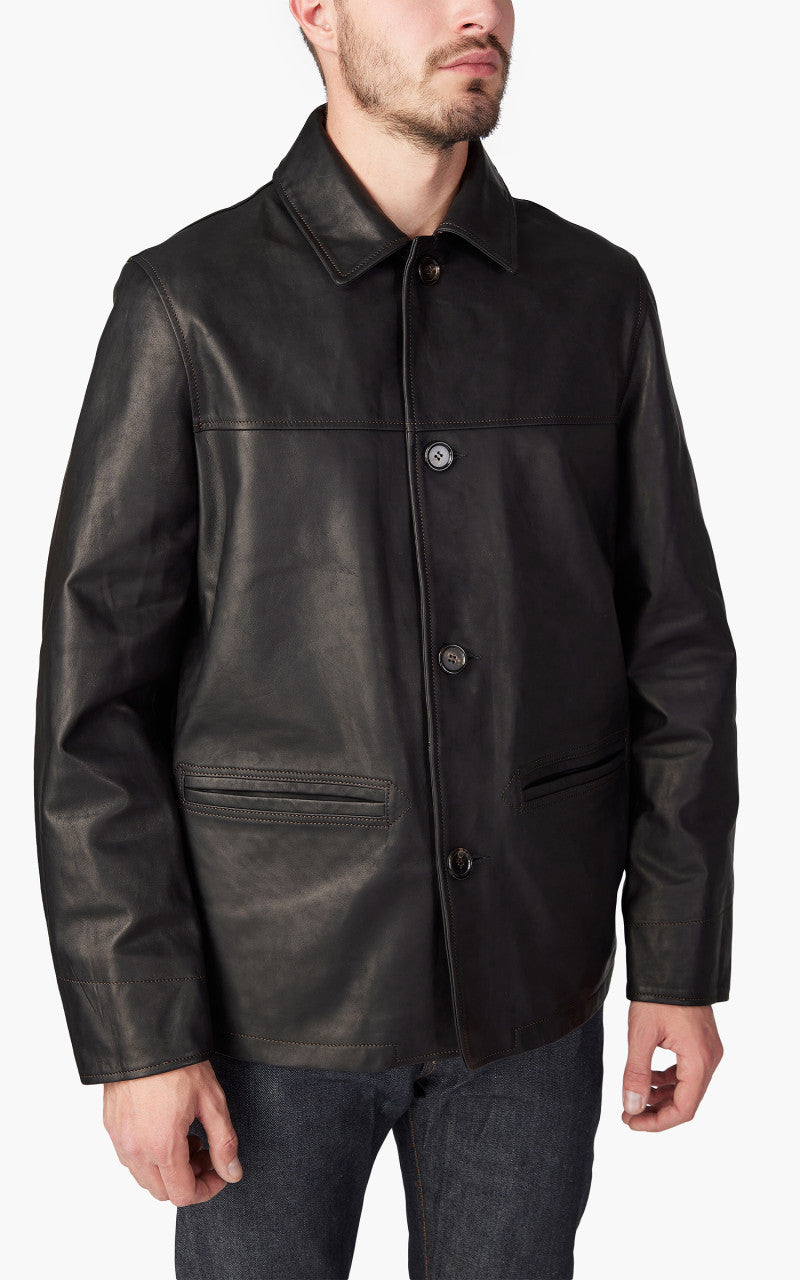 Tellason Car Coat Italian Horsehide Leather Black