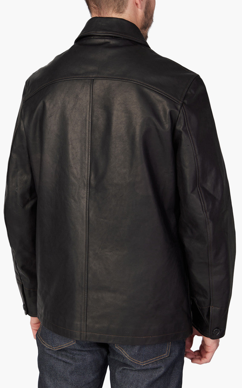 Tellason Car Coat Italian Horsehide Leather Black
