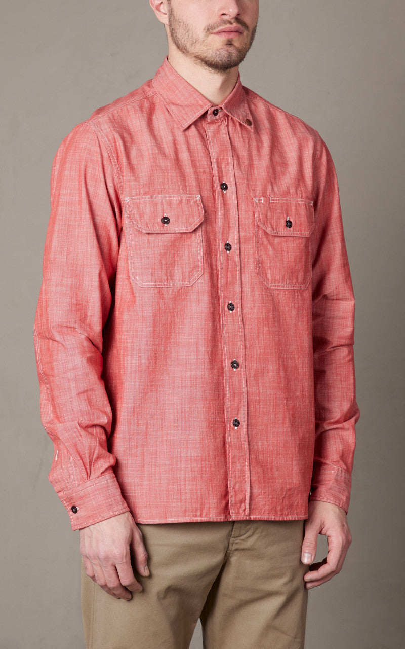 Tellason Clampdown Shirt Chambray Pinhais Red