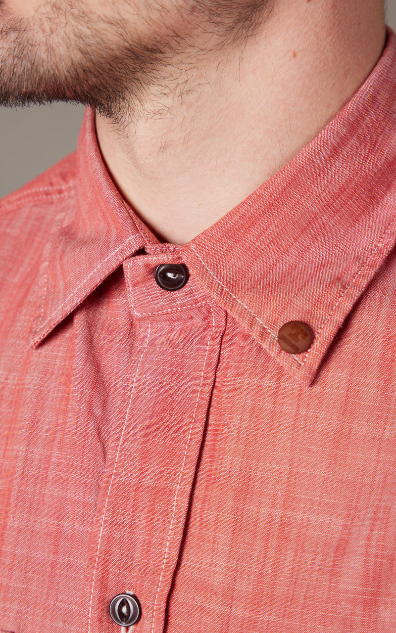 Tellason Clampdown Shirt Chambray Pinhais Red