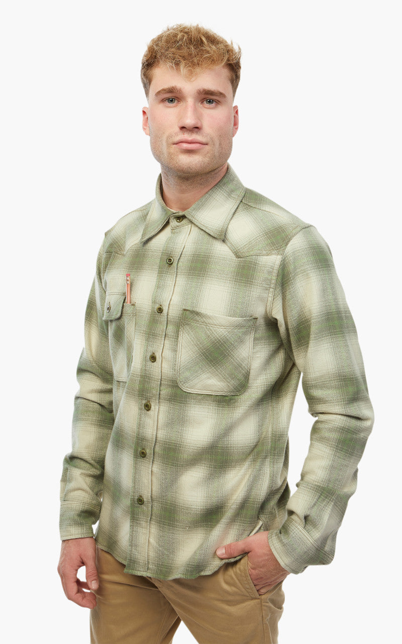 Tellason Topper Plaid Flannel Shirt Olive/Beige