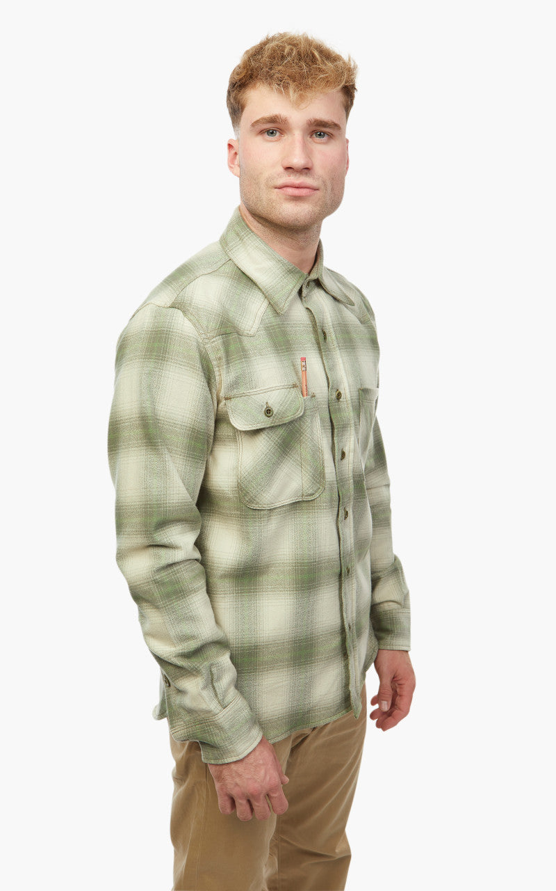 Tellason Topper Plaid Flannel Shirt Olive/Beige