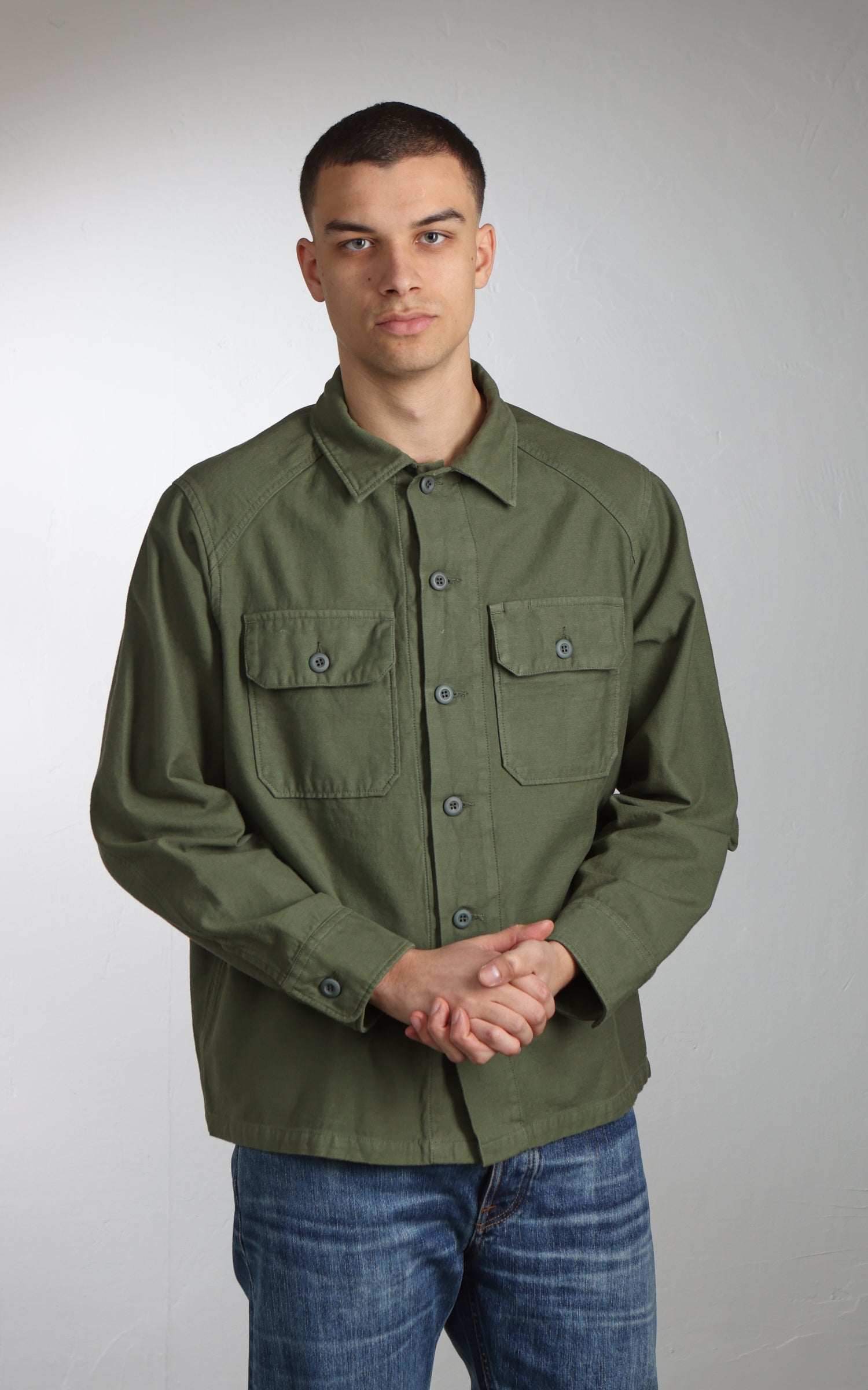 Tellason New Field Shirt Cotton Sateen Olive