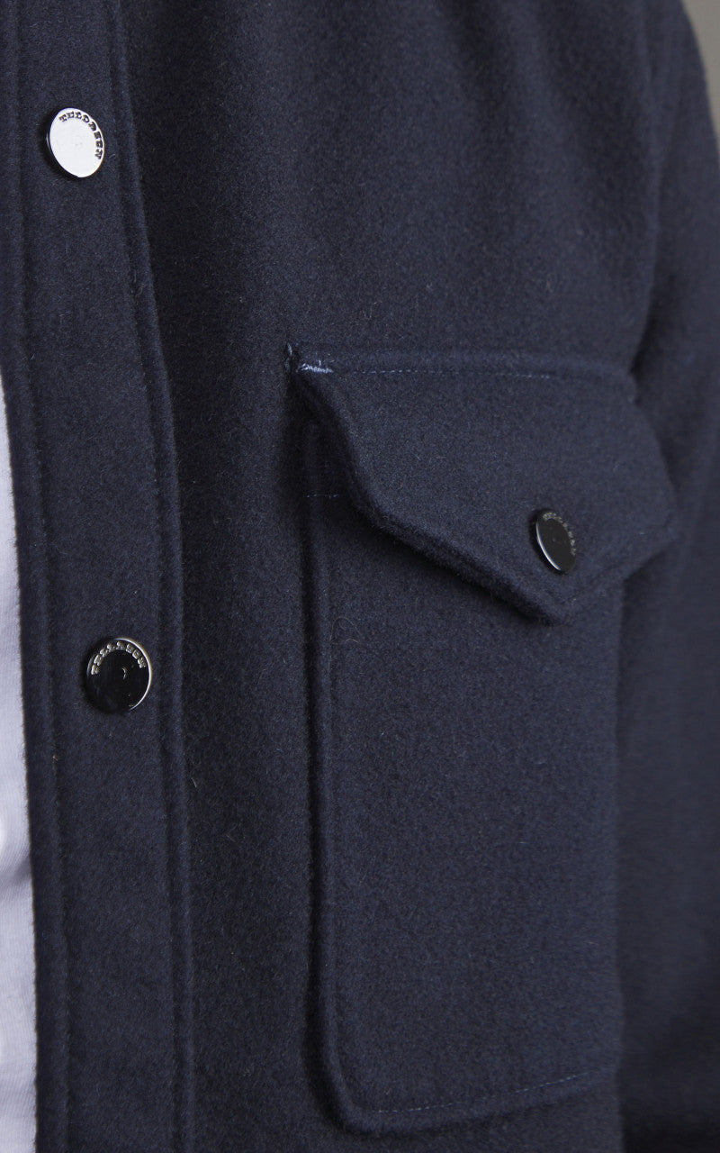 Tellason Wool Shirt Panno Over Navy