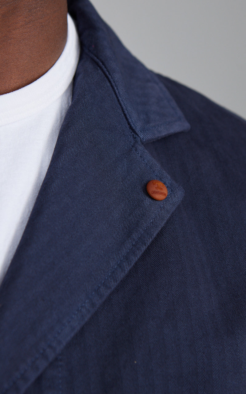 Tellason Work Blazer Herringbone Twill Dark Navy