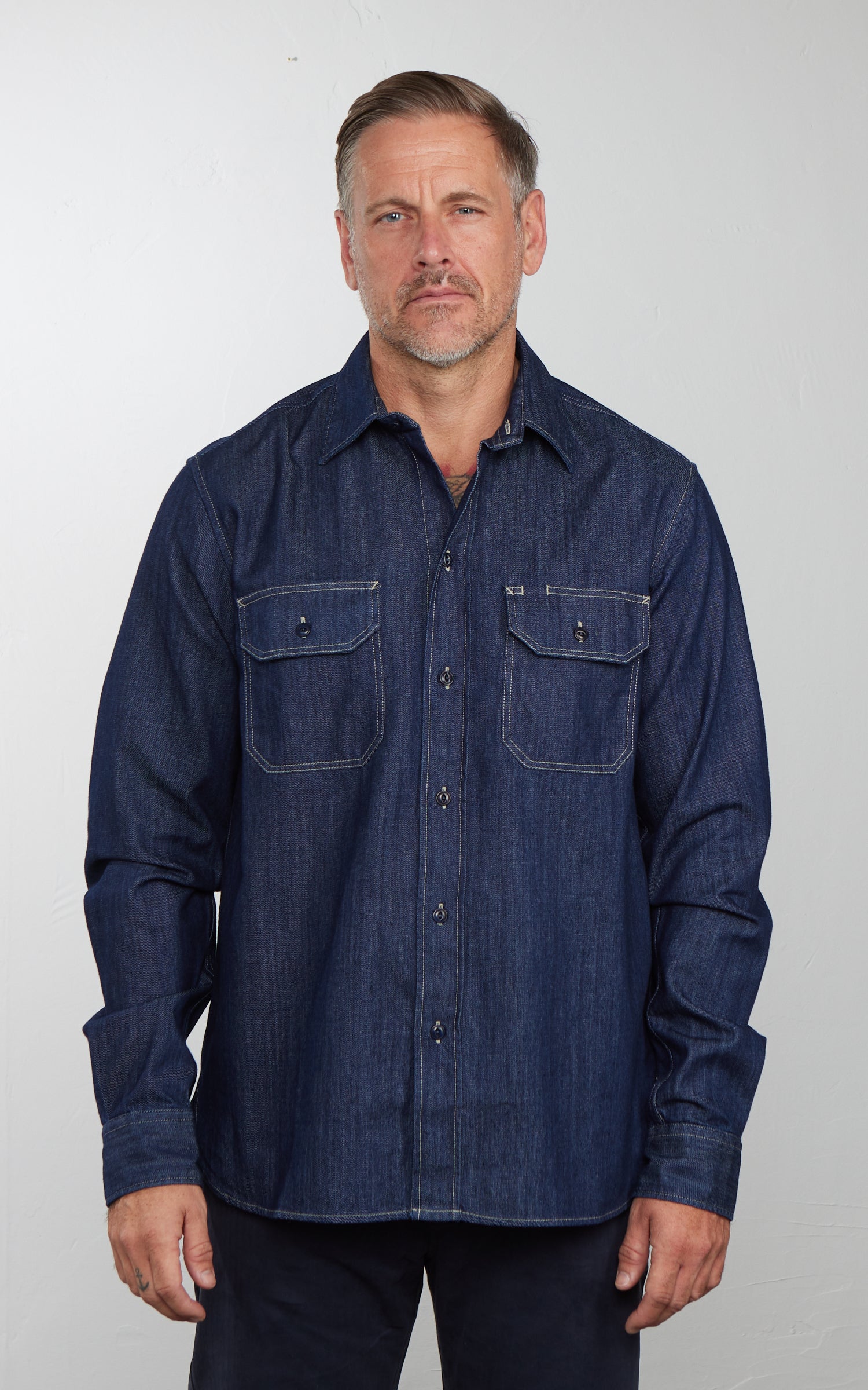Tellason Clampdown Shirt Namita Denim Rinsed