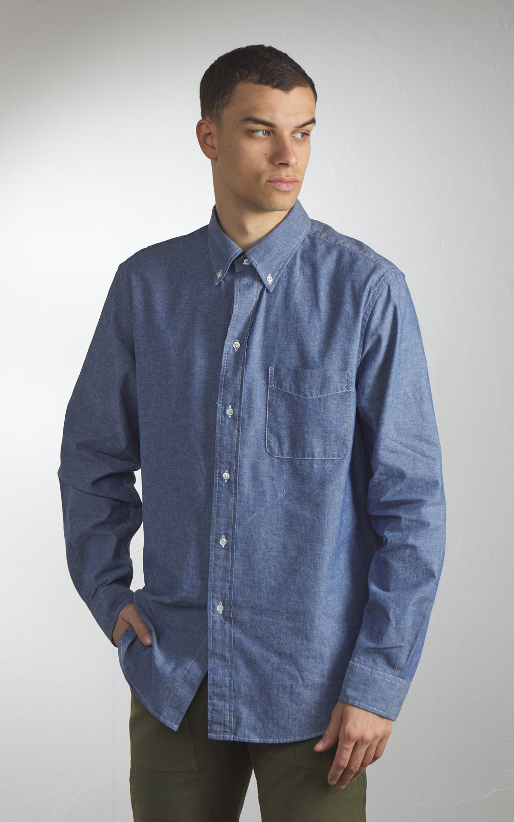 Tellason Button Down Shirt Chambray Light Blue