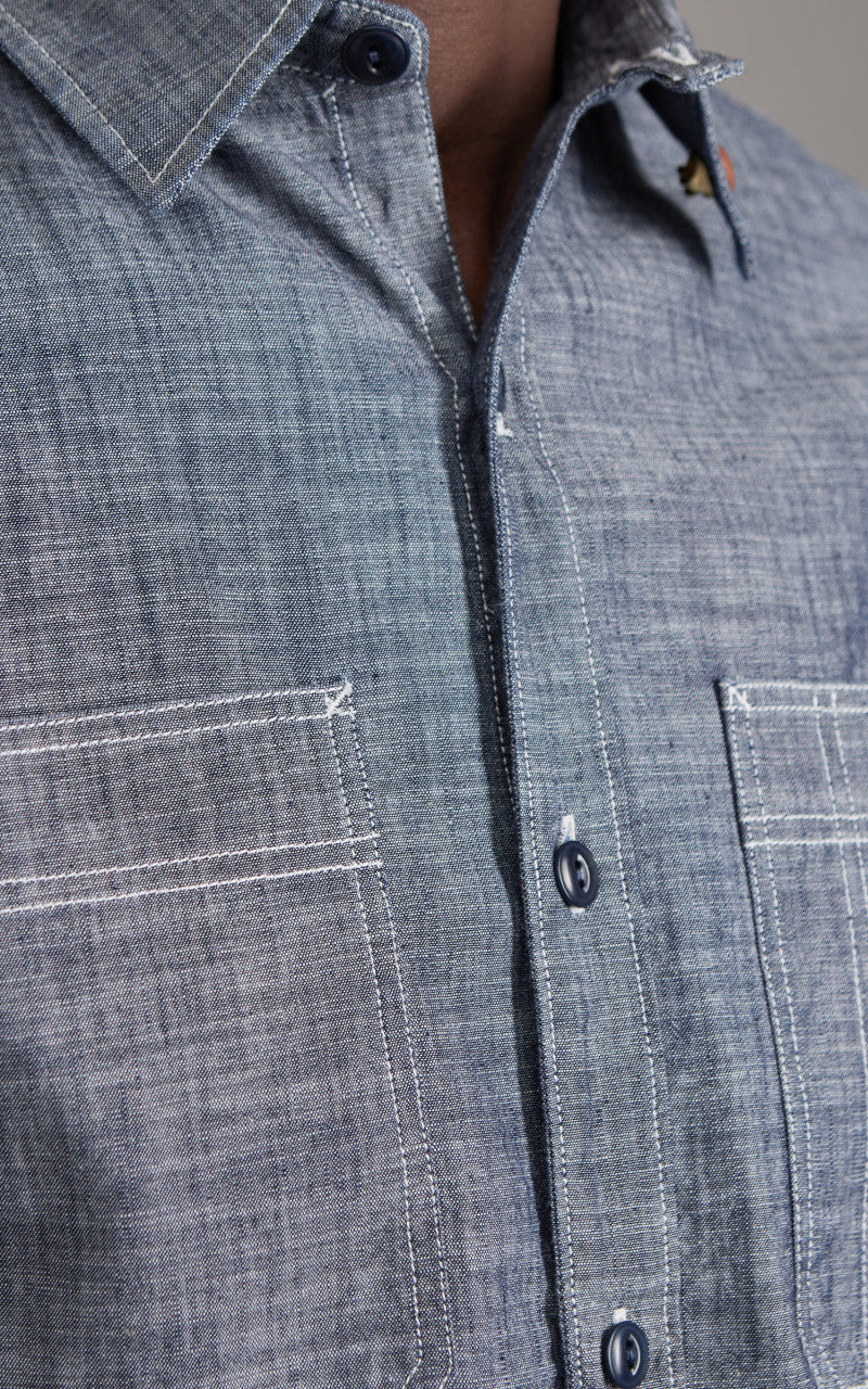 Tellason Fisher Shirt New Chrambray Blue