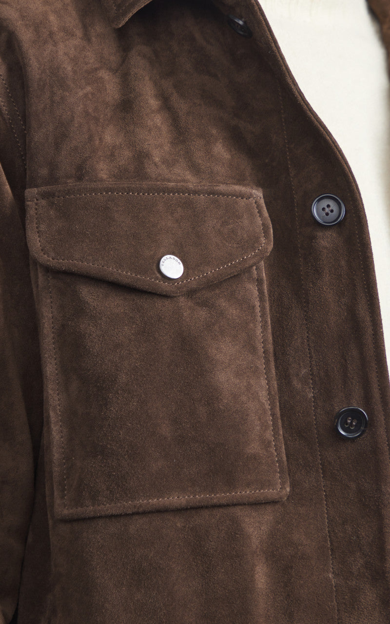 Tellason x Shangri La Heritage New Hunting Jacket Suede Calf Split Silky Dark Brown
