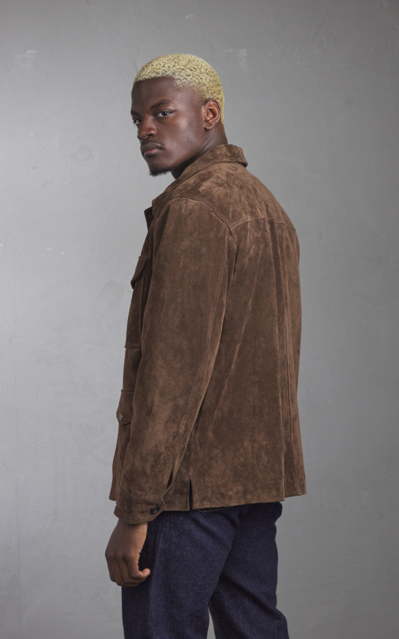 Tellason x Shangri La Heritage New Hunting Jacket Suede Calf Split Silky Dark Brown