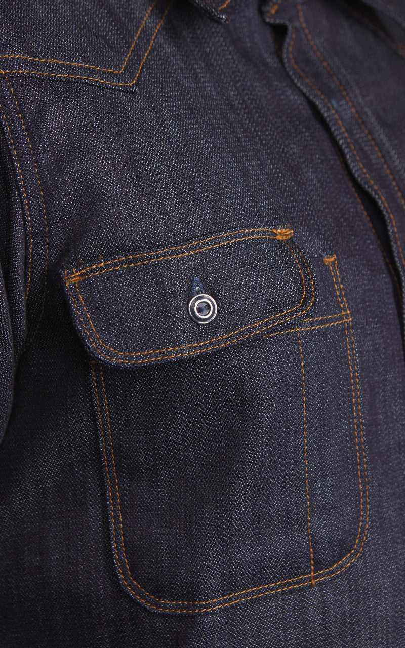 Tellason Topper Denim Shirt Unwashed Indigo 7.5oz