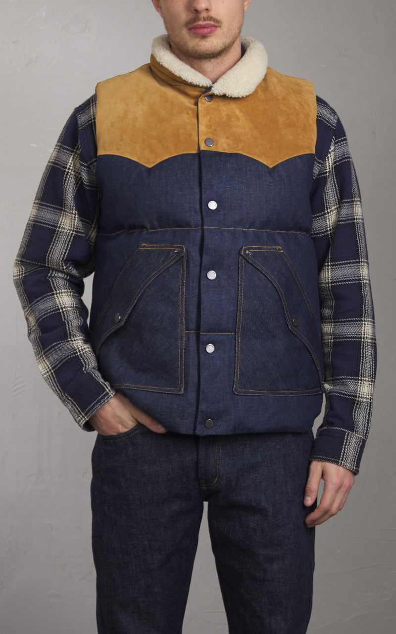 Tellason x Shangri-La Heritage Bivacco Down & Denim Vest Indigo/Gold