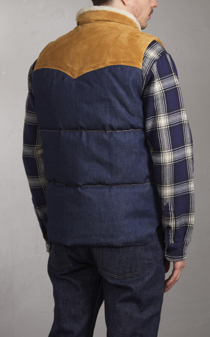 Tellason x Shangri-La Heritage Bivacco Down & Denim Vest Indigo/Gold