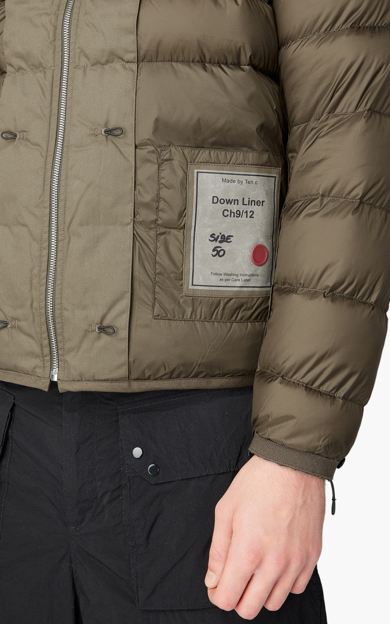 Ten C Hooded Down Liner With Pockets Olive