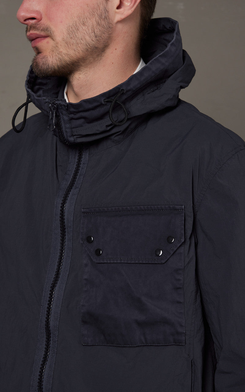 Ten C Hooded Zipped Mid Layer Navy Blue