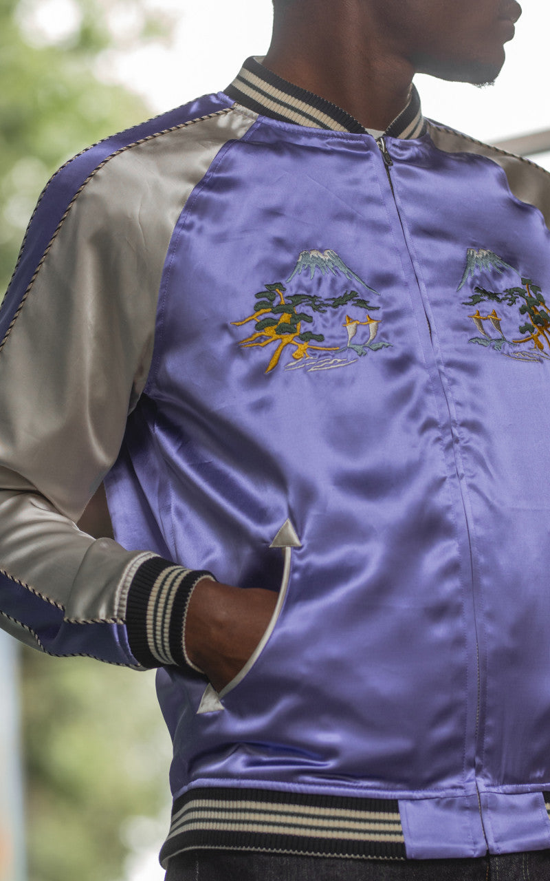 The Flat Head FN-OJ-SV004 Souvenir Jacket Tiger & Japan Map Reversible Black/Purple