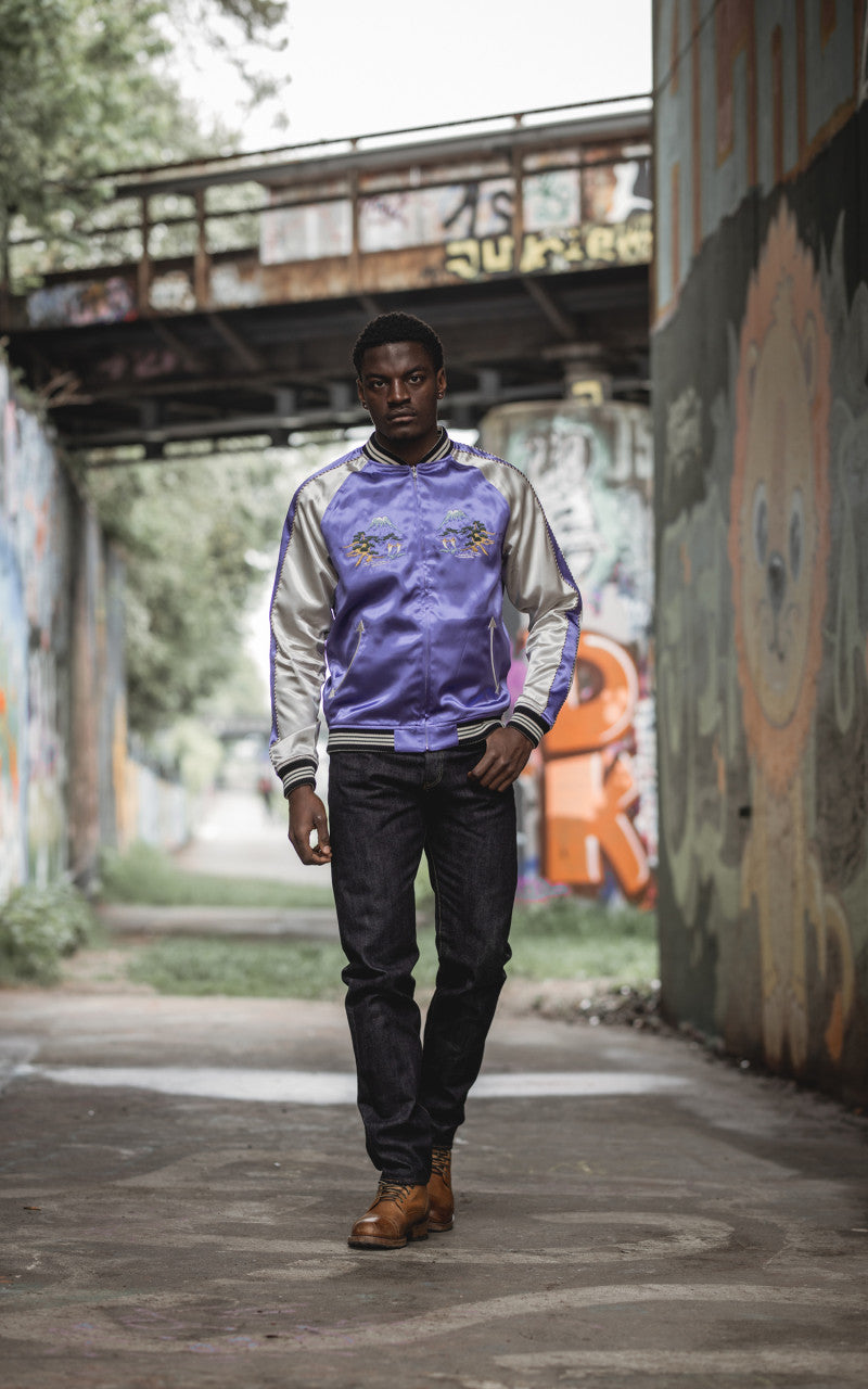 The Flat Head FN-OJ-SV004 Souvenir Jacket Tiger & Japan Map Reversible Black/Purple