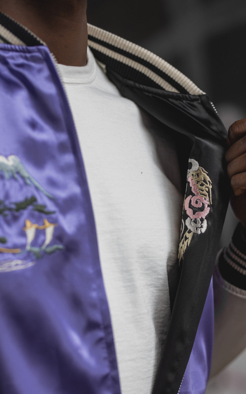 The Flat Head FN-OJ-SV004 Souvenir Jacket Tiger & Japan Map Reversible Black/Purple