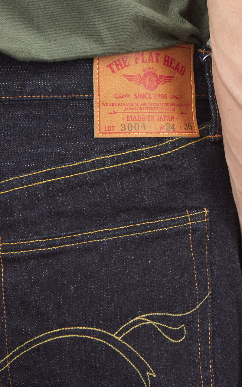 The Flat Head FN-3004 Wide Tapered Jeans Selvedge One Wash Indigo